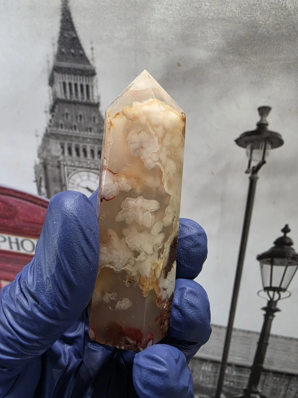 Flower Agate Point - Flowery Cream & Orange Polished Tower